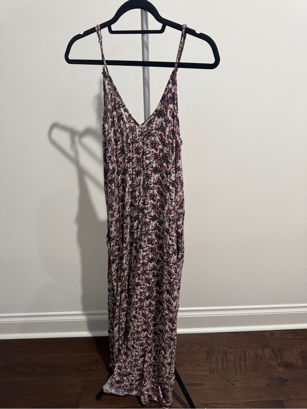 lovestitch Wine and Cream Floral Spaghetti Strap Maxi Dress
